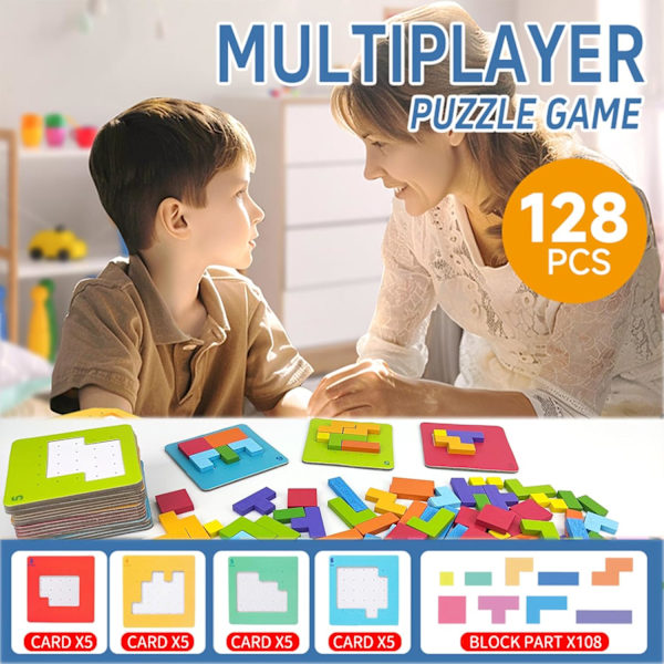 120 kappaletta Tangram-palapeliä lapsille, puiset palapelit, opetuspelit lapsille 3 4 5 6 vuotta vanhoille, Montessori-lelut, luovat interaktiiviset pelit F