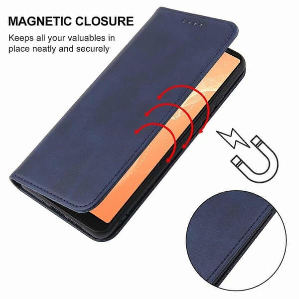 Magnetiskt läderfodral för Sharp Aquos Sense 4 Blue