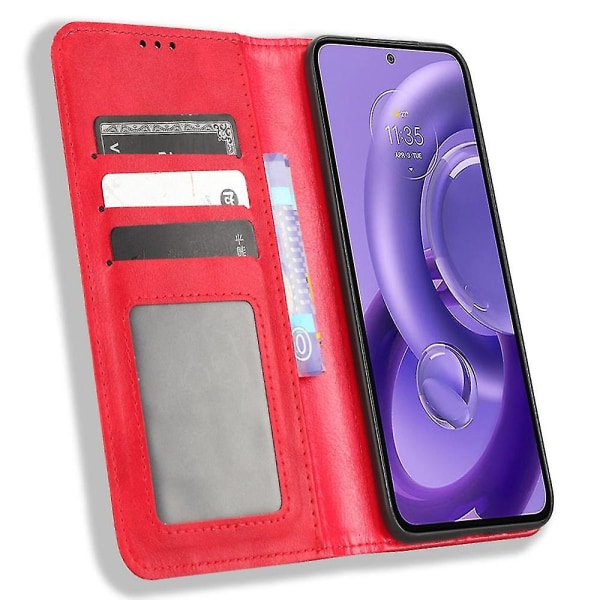 Motorola Edge 30 Neo 5g case - Automaattinen magneettisulkeminen - Retro Pu-nahka - Painatuskuvio - Puhelinteline Red