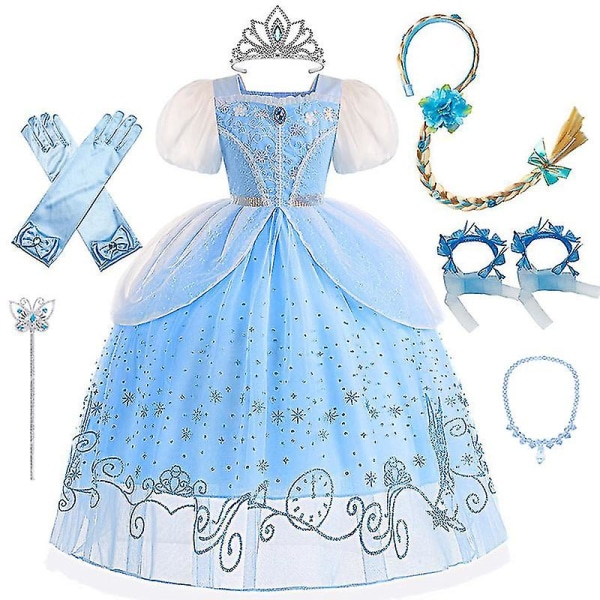 Askepottkjole Skjørt Halloween Cosplay-kostyme Barn Jenter Festkjoler PHGN22001 Dress kit02 150cm