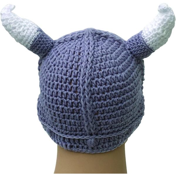Unisex Barbarian Knight Strikket Hat Viking Horn Beanie Sjove Kasketter Gary One Size