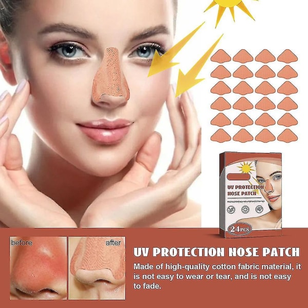 24 st Solskydd Nos Patch UV-skydd Nos Cover Sport Outdoor Hudvänlig Sol Nose Sticker 24pcs