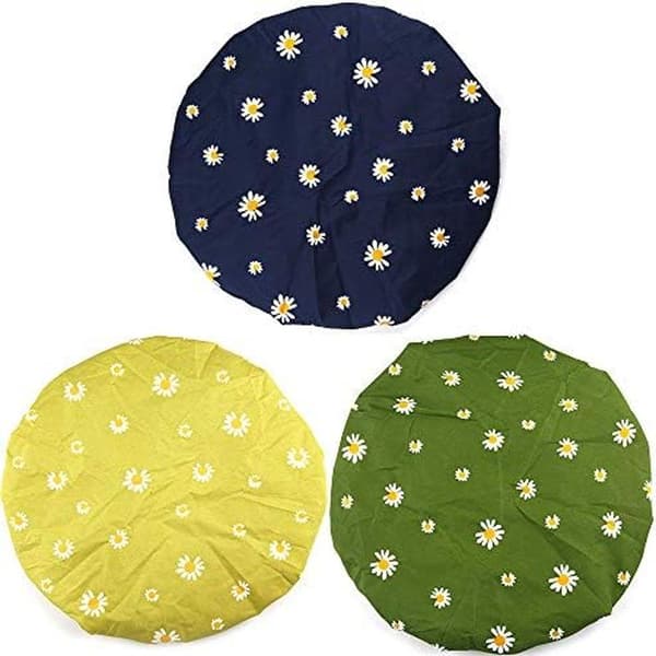 32 cm duschmössor för kvinnor, 3-pack justerbara badmössor med dubbelt foder, vattentäta och hållbara