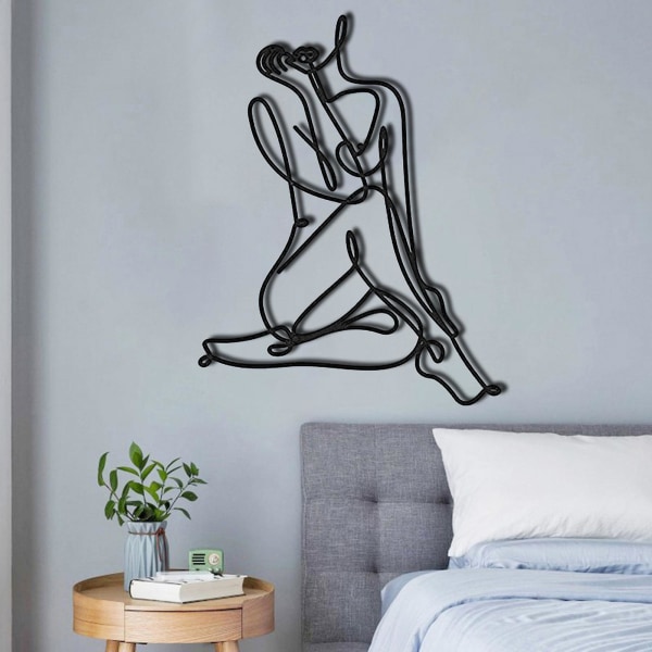Minimalistinen naisten vartalo metallilanka Abstrakti yksiviivainen taide Naisen muoto Seinä Taide Sisustus Keittiö Makuuhuone Olohuone Kodin sisustus