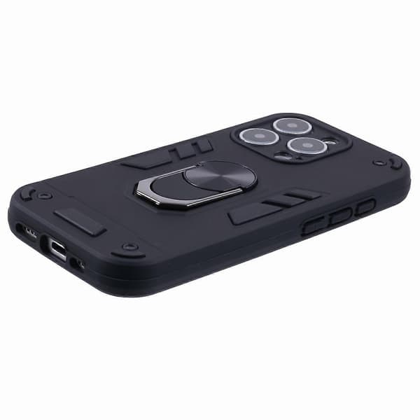Til iPhone 16 Pro Max Cover PC+TPU Drop Defend Telefon Cover med Ring Kickstand - Grøn Multicolor Black