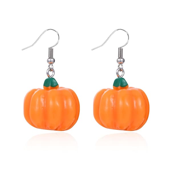 Græskarøreringe til kvinder og piger Søde håndlavede 3D små orange græskar Halloween hængende øreringe Thanksgiving efterårsgræskar