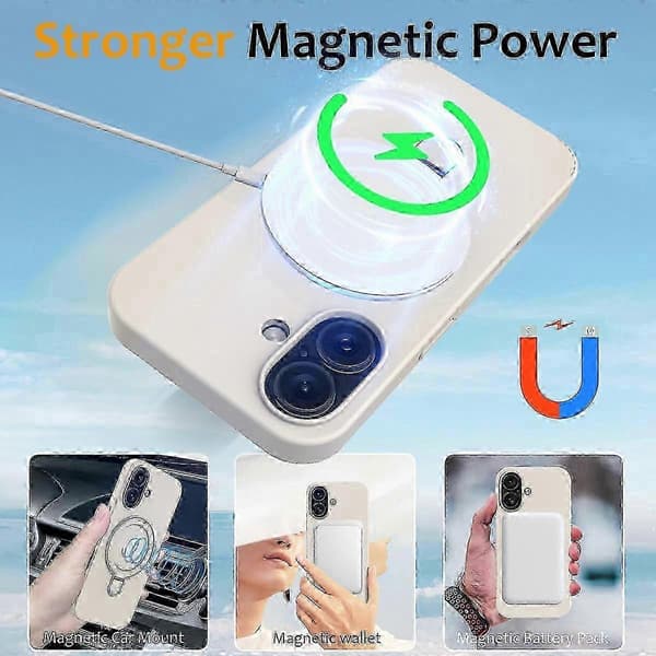 PC + silikone telefoncover med MagSafe-stativ, kompatibel med iPhone 16