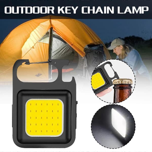 USB-ladattava avaimenperävalo Mini COB -taskulamppu pullonavaaja