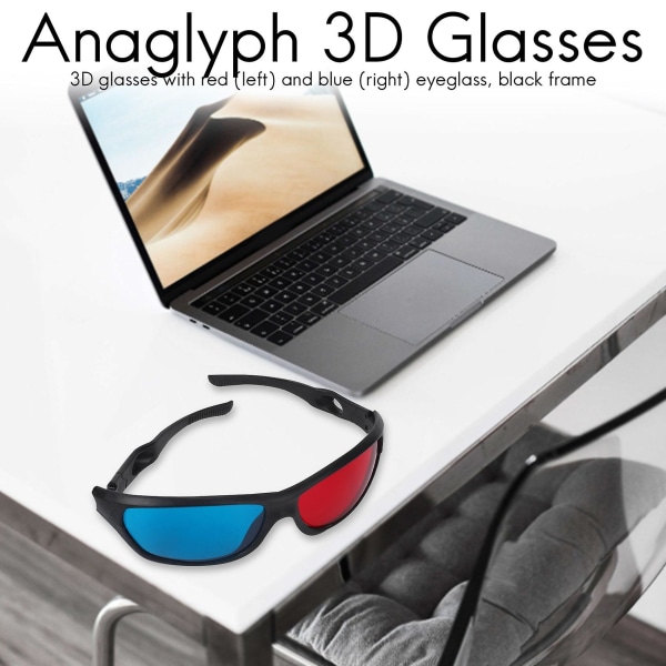 5x Røde Og Blå Anaglyph Dimensional 3d Vision Briller Til Tv Spil Dvd Blue