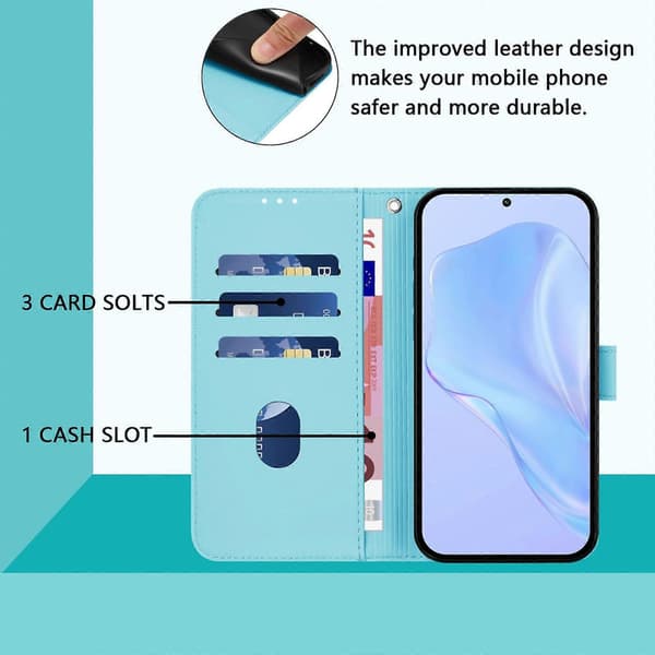 PU-kotelo kaulanauhalla OPPO Reno7 5G Global -puhelimelle Sky Blue