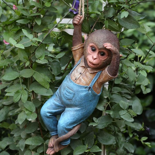 Hanging Monkey Statue - Resin Swinging Monkey Statue