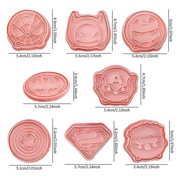 8-pak Spiderman Superman Q-version Cookie Cutters Sød superhelte-kiksform Kagefondant bagning gør-det-selv dessertformværktøj