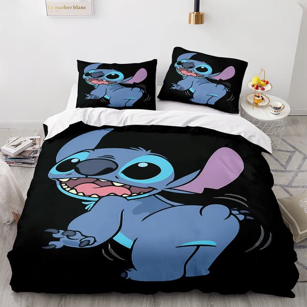 Stitch Serie 3D Digitaltrykt Tre-delt Børstet Sengetøjssæt Stitch-16 140*200