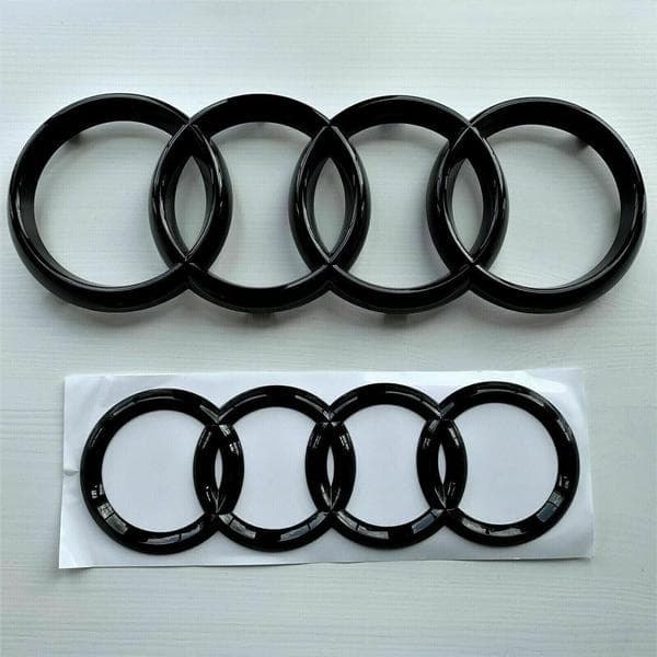 AUDI GLANSSORT MERKEEMBLEM RINGER FORAN & BAK A1 A3 A4 A5 273MM 192MM - Perfekt