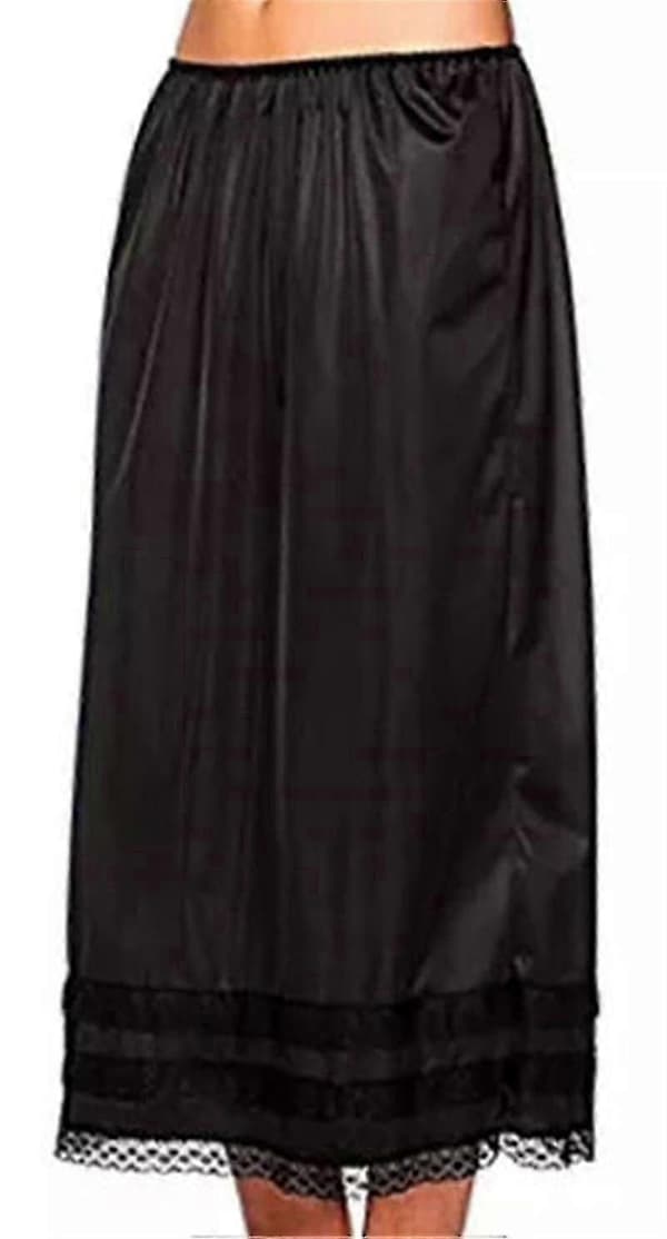 Spetsunderkjol för kvinnor, underklänning, lång kjol, säkerhetskjol, oversize, l HY-26 Black XL
