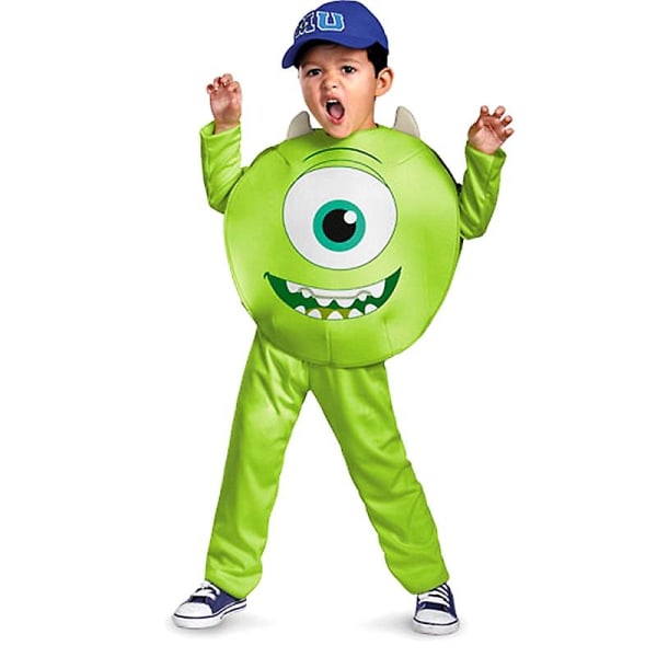 Morsom Mike Wazowski Halloween Purim-kostyme Jumpsuit for barn Monster University 3 stk 1 sett AS SHOW M