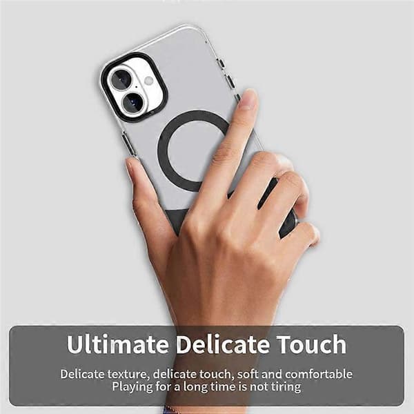 Kompatibel med iPhone 16 Plus-deksel Kompatibel med MagSafe Fargeskjøting IMD TPU+PET+PC Mobildeksel Black