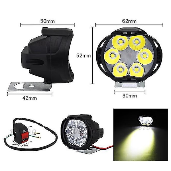 2 kpl moottoripyörän led-lisävalot vedenpitävä universal 6 led-moottoripyörän ajovalo ajo sumuvalolamppu Projektori skootterin kohdevalo lisävalo Li