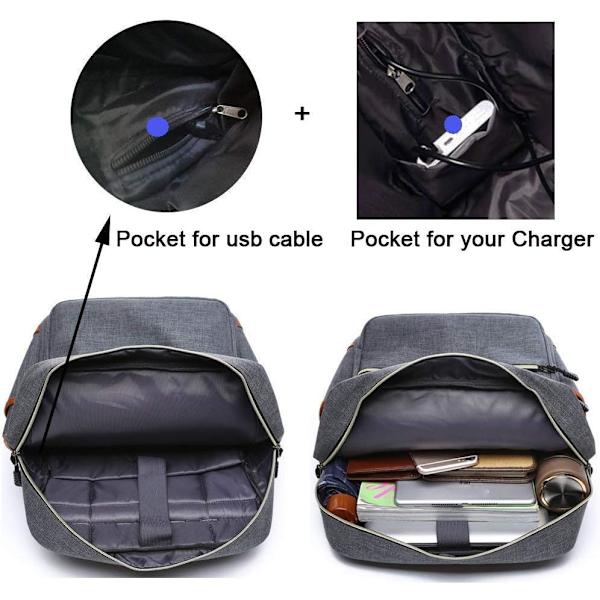 College rygsæk Max 15,6 tommer bærbar afslappet rygsæk Vandtæt Business Travel Skole rygsæk rygsæk med USB Unisex (grå) Gray