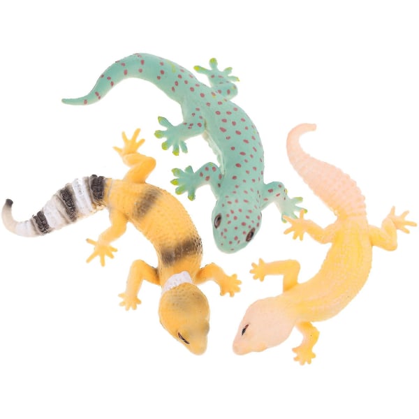 3 kpl Fake Gecko mallit Realistiset matelijaeläinhahmot Gecko Reptile Props-hy As Shown 7.00X4.50X1.00CM