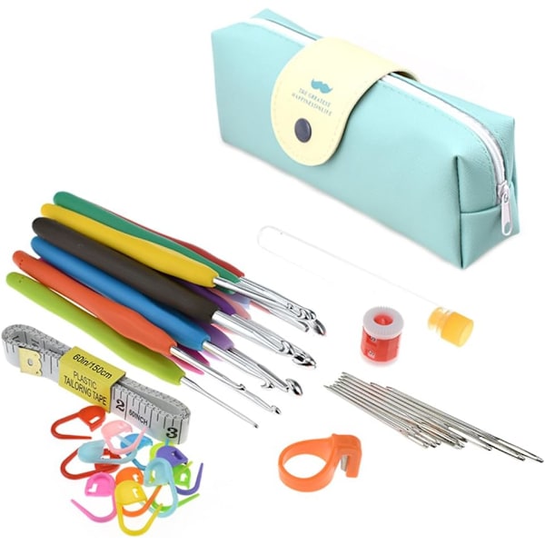 41 pakkauksen set, neuletarviketyökalut case, alumiinineuleneula, ergonomiset pehmeät kahvat, 2,0–8,0 mm