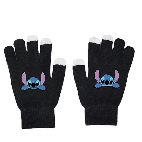 Lilo & Stitch Tryckta Vantar med Hel Tå, Varma Vintertecknade Stickade Vantar B