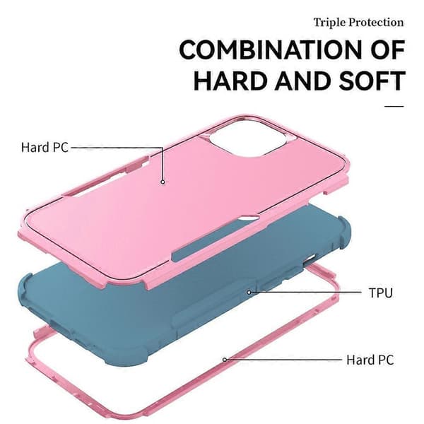 Commuter TPU + PC Telefondeksel For iPhone 15 Pink Grey Green
