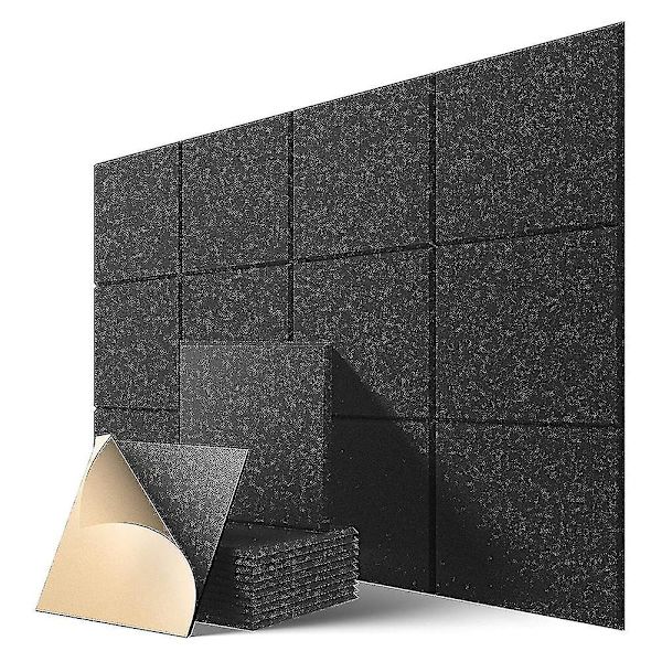 Itsekiinnittyvät akustiset paneelit 12 kpl, 12 x 12 x 0,4 tuuman äänenkestävä pehmuste, ääntä vaimentava paneeli