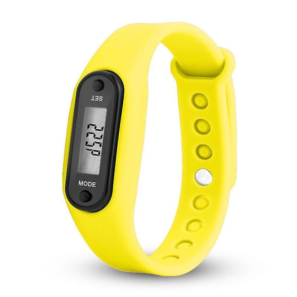 Step Count Activity Tracker Fitness Sport Klokke Håndledd Skritteller LCD Voksen Barn Yellow