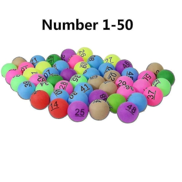 Fornnerg 50 stk Nummer 1-200 Assorteret Farve Lucky Dip Gaming Lotteri Bordtennisbolde
