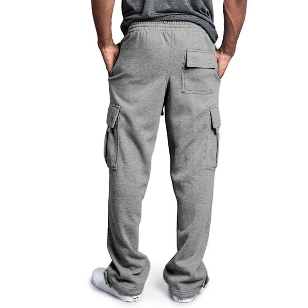 Nya Lediga Rak Overaller med Flera Fickor för Män Light Gray M