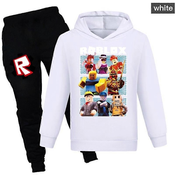 Joululahjat Roblox 2 kpl Pelikuvioinen Huppari ja Housut Setti Tytöille Pojille Huppari Pusero Yläosat Lapsille Teineille White 15-16years