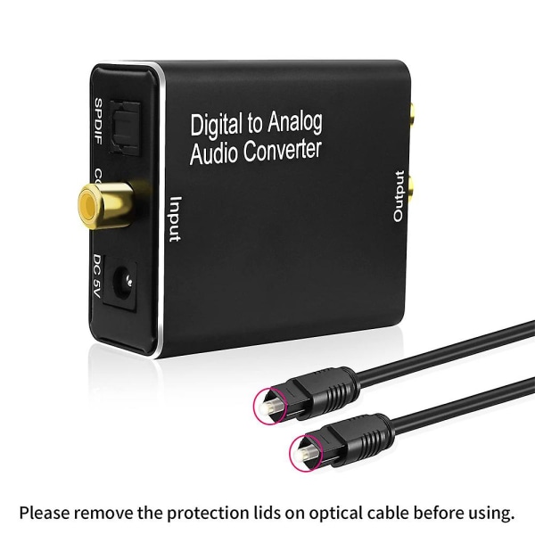Digital til analog lydkonverter,dac digital spdif optisk til analog L/r Rca & 3,5 mm Aux Stereo Au black
