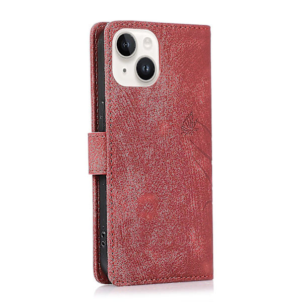 Orkide Lærveske for iPhone 13 Red