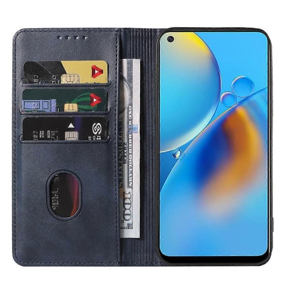 Magnetisk læder telefoncover til OPPO A74 4G Blue