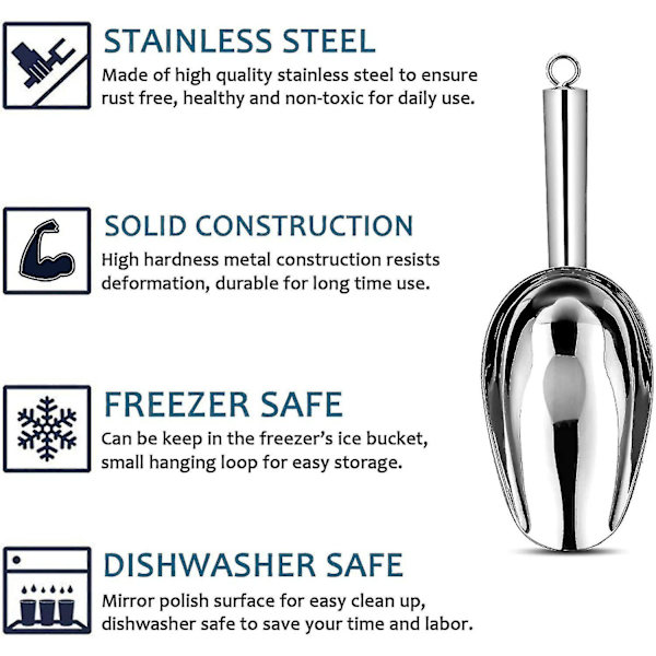 6 Ounce Iskopa Set Av 2, Små Rostfria Skopor För Isbit/godis/mjöl/socker, Metallverktygsskopor För Behållare, Bakning, Kökspentry,