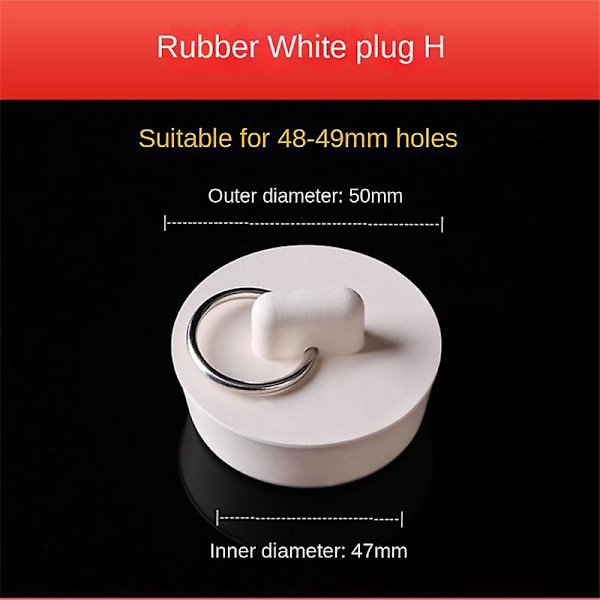 1 stk gummi badekarpropp med kjede 23-52mm avløpsstopper gummi vask propp avløp med trekkring for badekar vaskerom vask 47mm
