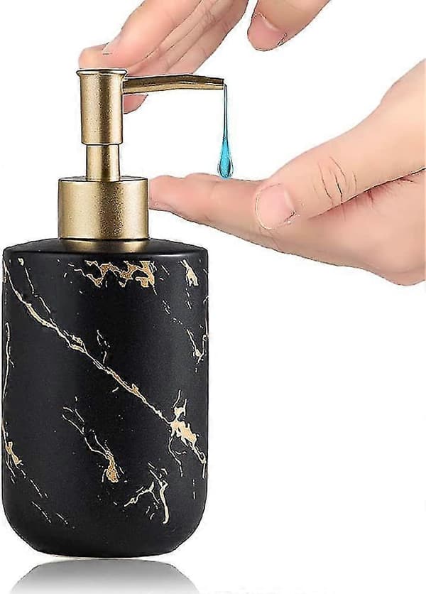 tvåldispenser 300ml marmorerad textur keramisk handtvålpump duschgeldispenser badrum