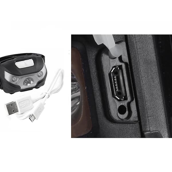 Hodelykt USB Oppladbar Nattfiske hodelykt 3W Infrarød Sensor Mygg grå Grey
