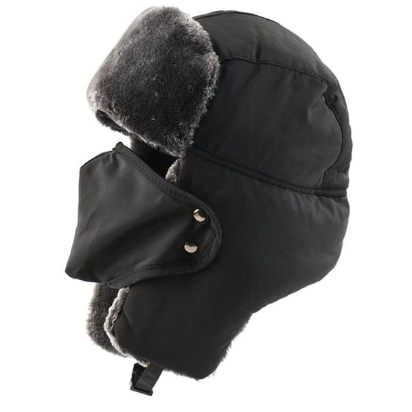 Tjock, varm skidmössa, vindtät mask, öronmuff grå
