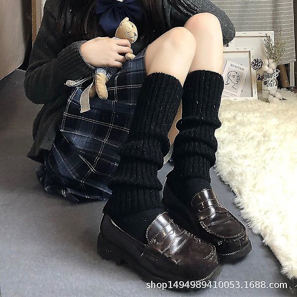 Punk Leg Warmers Lår Kalv Strømper Leg Warmers Lår Strømper Varme Vinter Kvinners Strømper Fluffy Leg Warmers black