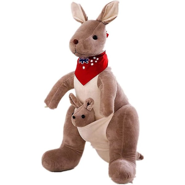 Baby Plush Doll Animal Toys Plush Calming Comforting Kangaroo Toy Animated Flappy The Mother Kangaroo With Baby Stuffed Toy For Kids Dark Grey