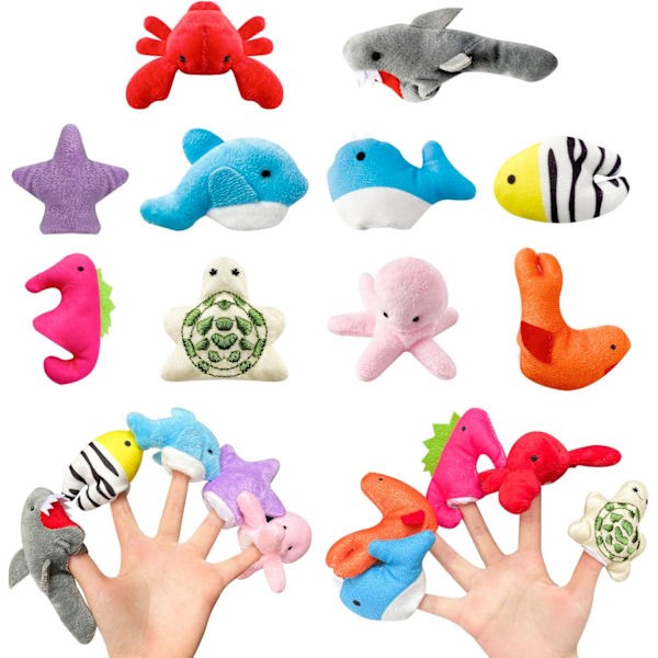 10 stk. fingerdukker til småbørn, bløde plysdyr fra havet fingerdukkelegetøj til historietid legetid shows festartikler, pædagogiske dukker 10 Pcs Marine Animals Finger Puppet