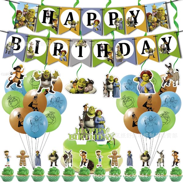 31st Shrek Theme Birthday Party Decoration Pull Up Banner