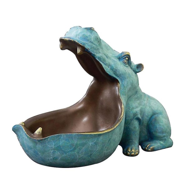 Big Mouth Hippo Oppbevaring Figur Nøkkelskål Resin Hippo Candy Dish Home Decor