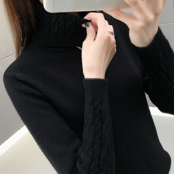 Dame sweater rullekrave pullovere efterår vinter sweatere Ny 2022 lange ærmer tyk varm kvinde sweater Khaki Lavender XL