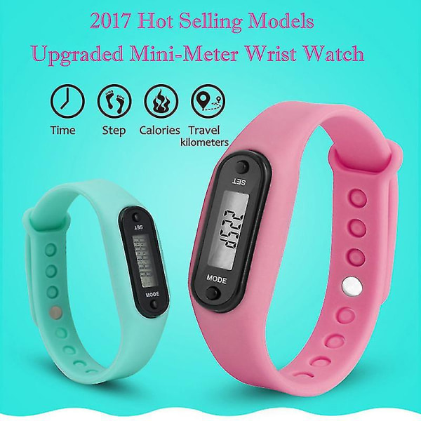 Step Count Activity Tracker Fitness Sport Klokke Håndledd Skritteller LCD Voksen Barn Cyan