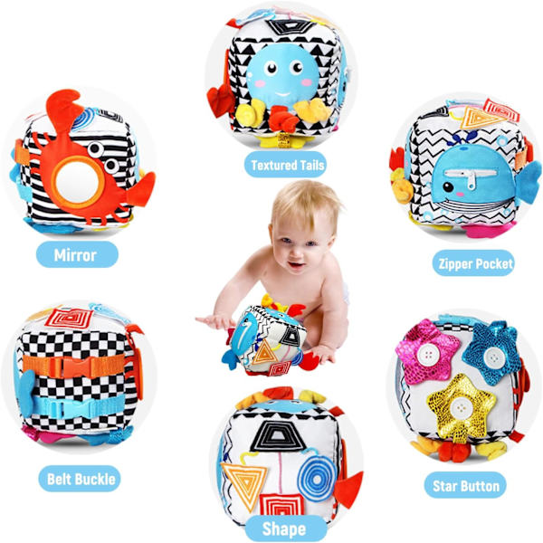 Montessori Busy Cube för Småbarn, Bil Resa Leksaker Busy Board Aktivitets Kub, Barn Utbildnings Födelsedagspresenter Sensoriska Baby Leksaker 18+ Månader