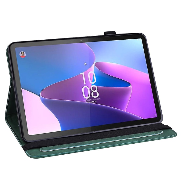 Til Lenovo Tab P11 Gen 2 prægning Dropsikkert tabletcover PU læder pungetui med stativ Green