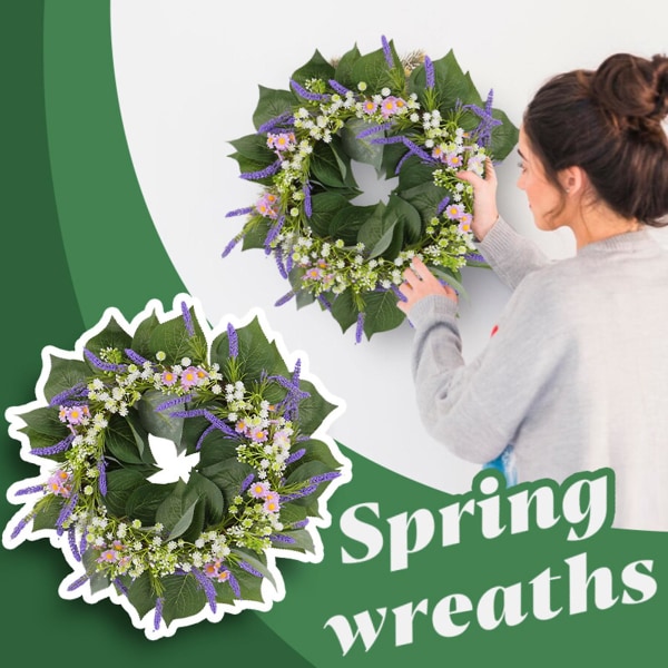 Våren kunstig blad krans dekorasjon Realistisk ser levende Fargesimulering Blomst inngangsdør kunstig krans ornament